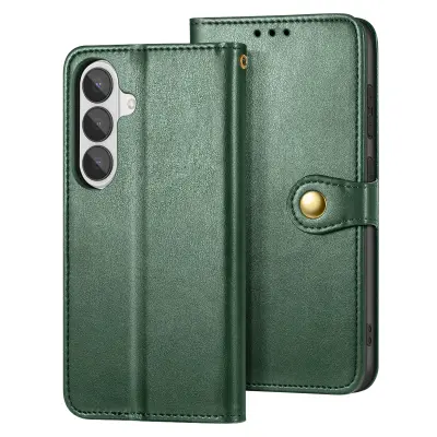 Etui denarnica za Galaxy S26 z magnetnim gumbom in naramnico, Zelena