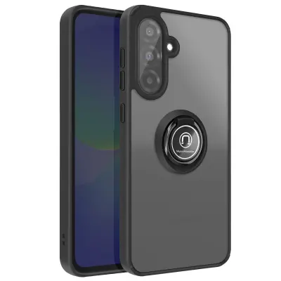 Etui za Galaxy A37 s prstanastim stojalom in magnetno pritrditvijo, Črna