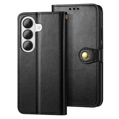 Preklopna torbica za Galaxy S26 z magnetom in paščkom, Črna