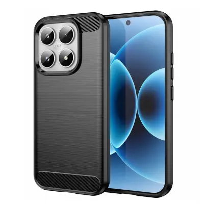 Silikonski Ovitek Xiaomi 17, Karbonski Videz, Brušena Tekstura, Črna