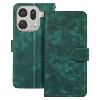 Torbica za Oppo Find X9 Pro Klasična folija z imetnikom kartic in funkcijo stojala, Zelena