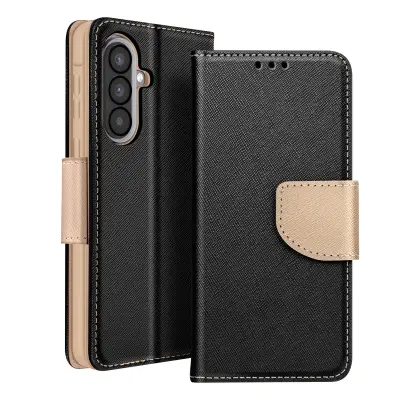 Denarni etui za Galaxy A57 serija Fancy s funkcijo stojala, Črna / Zlata