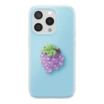 Ovitak za iPhone 15 Pro s 3D motivi grozdja, Modra
