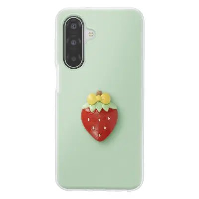 Ovitek za Galaxy A17 s 3D motivom jagode in dvignjenim robom, Zelena