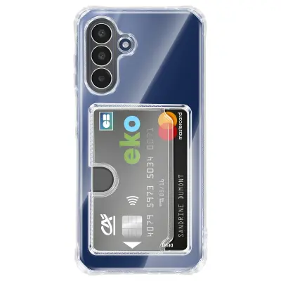 Etui za Galaxy A17 z vgrajenim držalom za kartice in okrepljeni kotički, Prozorna