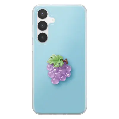 Ovitek za Galaxy S25 FE s 3D motivom grozdja in dvignjenim robom, Modra