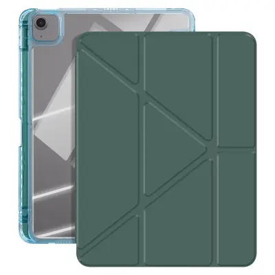 Torbica za iPad Air 11" M4 2026 s Prilagodljivim Stojalom Design Origami, Temno zelena