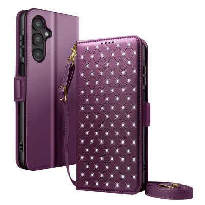 Etui za Galaxy A16 / A26 / A17 anti-RFID z naramnico in trakom, Vijolična