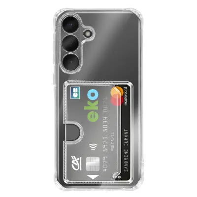 Etui za Galaxy S26 z vgrajenim držalom za kartice in okrepljeni kotički, Prozorna