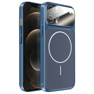 Ovitek za iPhone 12 Pro Max MagSafe mat steklo AG Glass, Nočno modra