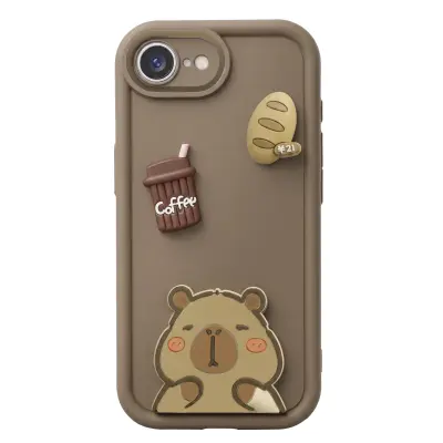 Ovitak za iPhone 17e s 3D motivi Capybara, Rjava
