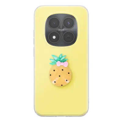 Ovitek za Redmi Note 15 Pro 5G s 3D motivom ananasa in dvignjenim robom, Rumena