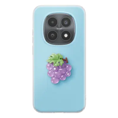 Ovitek za Redmi Note 15 s 3D motivom grozdja in dvignjenim robom, Modra