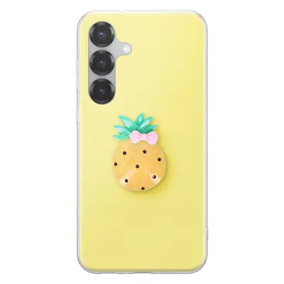 Ovitek za Galaxy S24 / S25 s 3D motivom ananasa in dvignjenim robom, Rumena