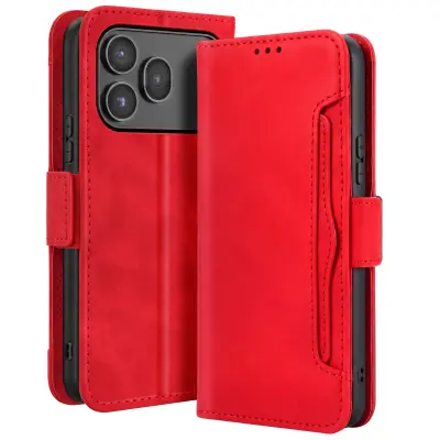 Folio Etui za Honor 600 / 600 Pro, Vintage Dizajn s Funkcijo Stojala za Video, Rdeča