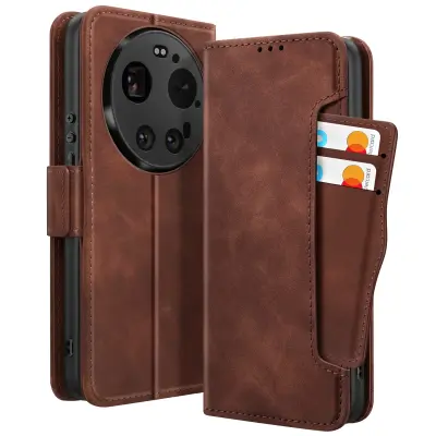 Denarnici ovitek za Xiaomi 17 Ultra z odstranljivim držalom, Rjava