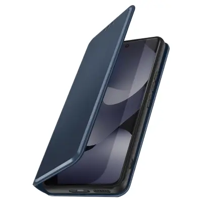 Preklopna torbica za Redmi Note 15 5G/4G – predali za kartice in stojalo, Nočno modra