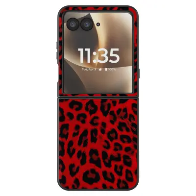 Ovitek Leopard za Motorola Razr 70 Ultra Preklopna Zaščita, Rdeča