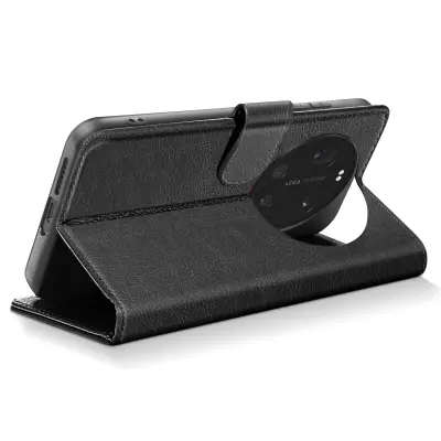 Denarnica za Xiaomi 17 Ultra Serija Chesterfield s funkcijo stojala, Črna