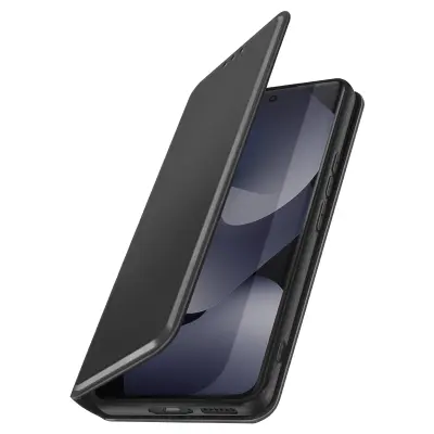 Preklopna torbica za Redmi Note 15 5G/4G – predali za kartice in stojalo, Črna