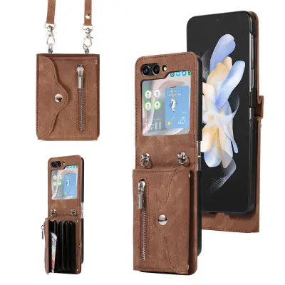 Retro ohišje za telefon Samsung Z Flip 6 z režami za kartice