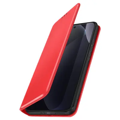 Preklopna torbica za Redmi Note 15 Pro Plus 5G – predali za kartice in stojalo, Rdeča