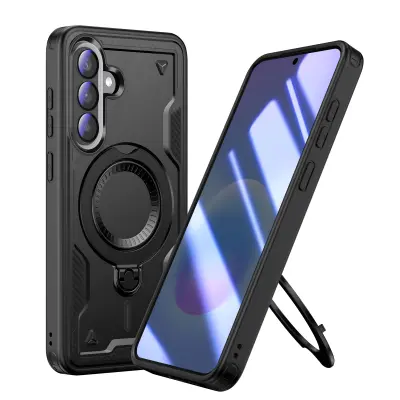 Ovitek za Galaxy A57 Frost Armor z magnetnim večnamenskim obročem, Črna