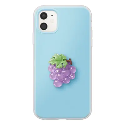 Ovitek za iPhone 11 s 3D motivom grozdja in dvignjenim robom, Modra