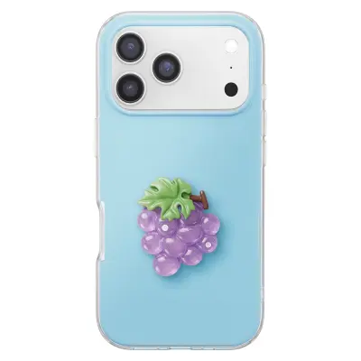 Ovitak za iPhone 17 Pro Max s 3D motivi grozdja, Modra