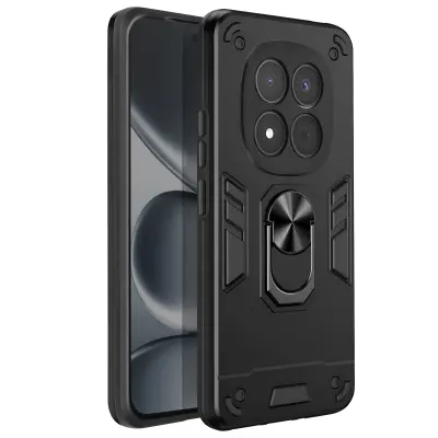 Ovitek za Redmi Note 15 Pro 5G – magnetni obroč stojalo, Črna