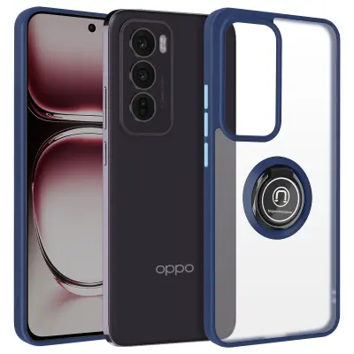 Pokrov za Oppo Reno 12 Kovinski obročni video nosilec, Nočno modra
