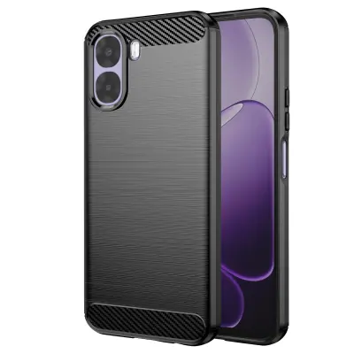 Ovitek za Oppo A6x Učinek Karbona Mehka Zaščita proti Udarcem, Črna