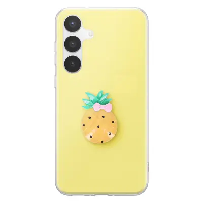Ovitek za Galaxy S25 FE s 3D motivom ananasa in dvignjenim robom, Rumena
