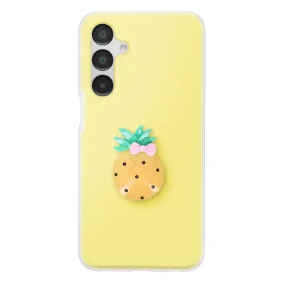 Ovitek za Galaxy A16 s 3D motivom ananasa in dvignjenim robom, Rumena