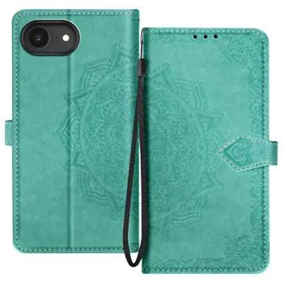 Denarnica za iPhone 17e serija Mandala z video stojalom in trakom, Zelena