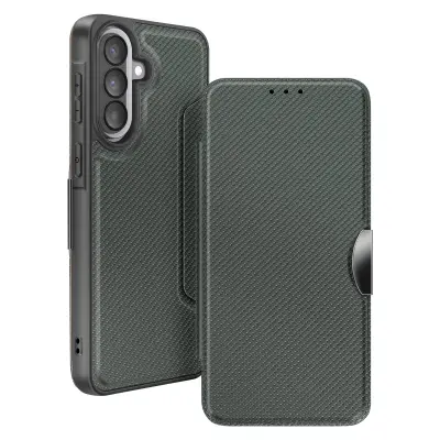 Folio etui Galaxy A57 karbonski z režo za kartico, Temno zelena