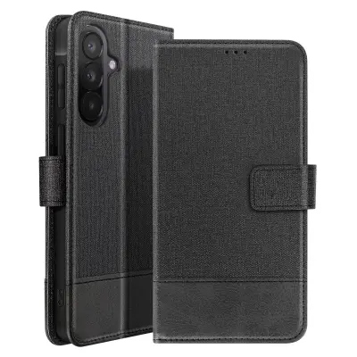 Denim denarnica etui Galaxy A57 z magnetnim jezičkom, Črna