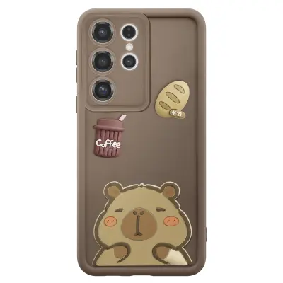 Ovitak za Galaxy S26 Ultra s 3D motivi Capybara, Rjava