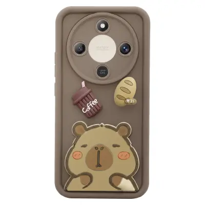 Ovitak za Honor Magic 8 Lite s 3D motivi Capybara, Rjava