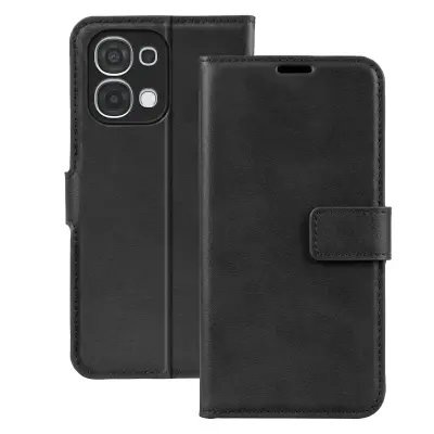 Denarnica za Oppo A6 Pro Prešit učinek s funkcijo stojala, Črna