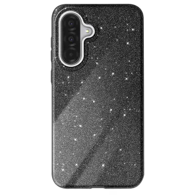 Etui za Galaxy A37 dvo-materialana zasnova z bleščečo površino, Črna