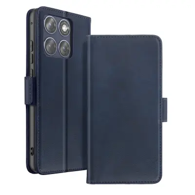 Preklopna Torbica za Motorola Edge 70 Fusion s Patina Efektom in Stojalom, Nočno modra