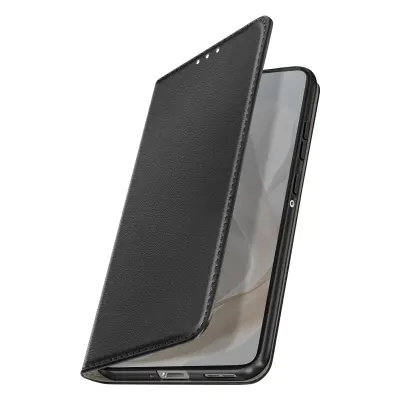 Preklopna Torbica za Motorola Edge 70 s Prostorom za Kartico in Stojalom, Črna