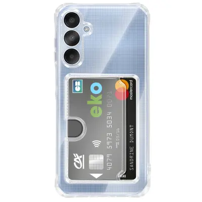 Etui za Galaxy A25 z vgrajenim držalom za kartice in okrepljeni kotički, Prozorna