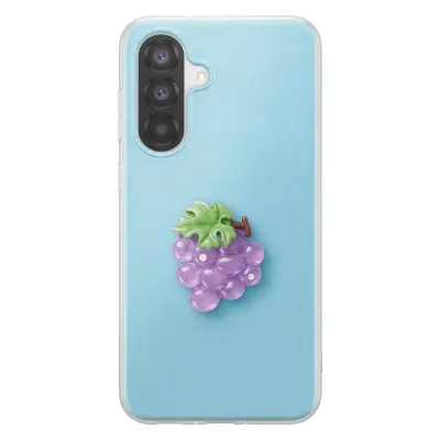 Ovitek za Galaxy A36 s 3D motivom grozdja in dvignjenim robom, Modra