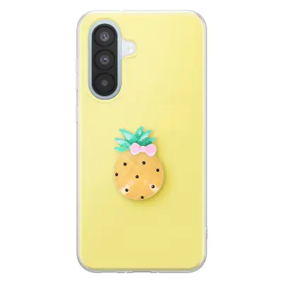 Ovitek za Galaxy A57 s 3D motivom ananasa in dvignjenim robom, Rumena