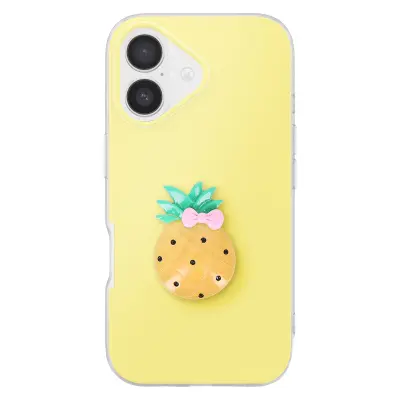 Ovitak za iPhone 16 s 3D motivi ananasa, Rumena