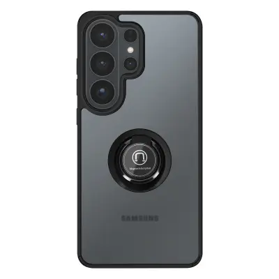 Ovitek za Galaxy S26 Ultra – vrtljivi magnetni obroč, mat zaključna obdelava, Prozorna črna