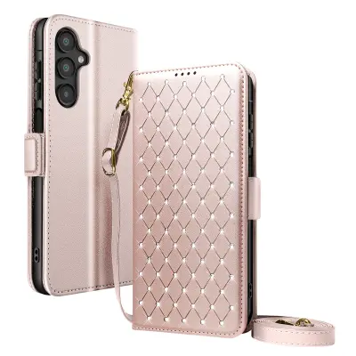 Etui za Galaxy A16 / A26 / A17 anti-RFID z naramnico in trakom, Bež