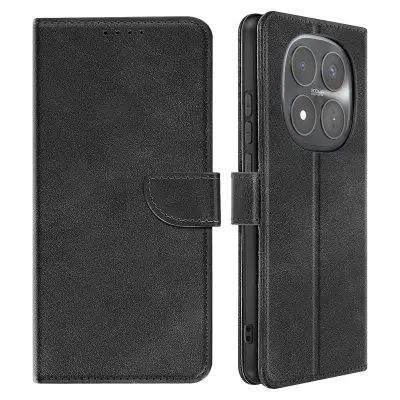 Ovitek za Redmi Note 15 Pro Plus s funkcijo držala za kartice in video stojalom, Črna
